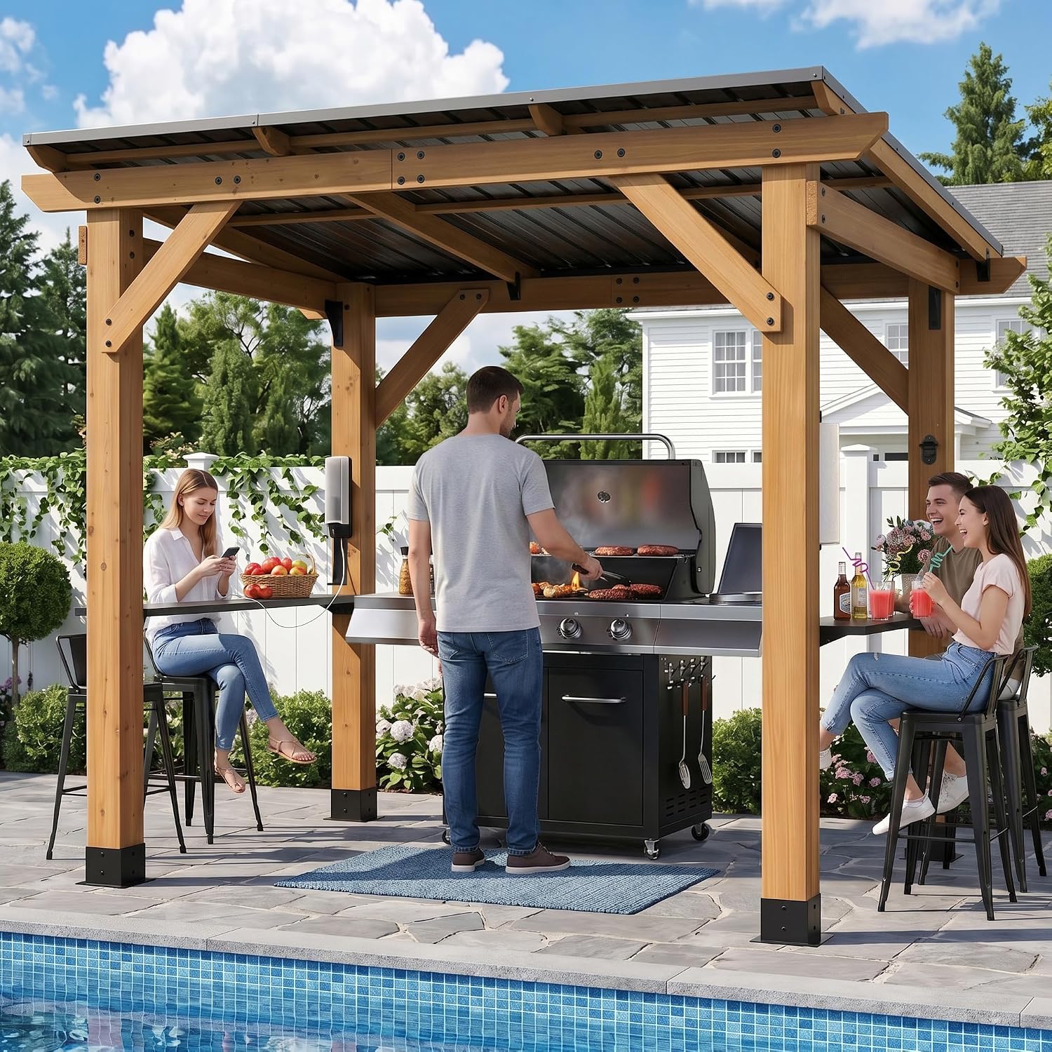 Gazebo per Barbecue in Legno d - Outdoor Power For Gazebo recensione e prezzo